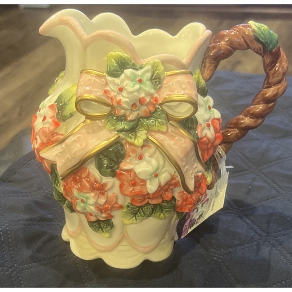 *NEW*Beautiful Corner Ruby Garden Collection 7.5" tall Cherry Blossom Pitcher